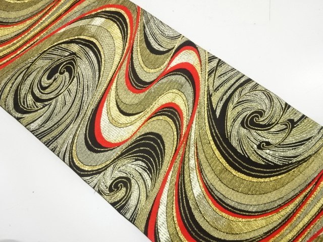 JAPANESE KIMONO / ROUGH WAVE PATTERN WEAVING ALL THROUGH FUKURO OBI